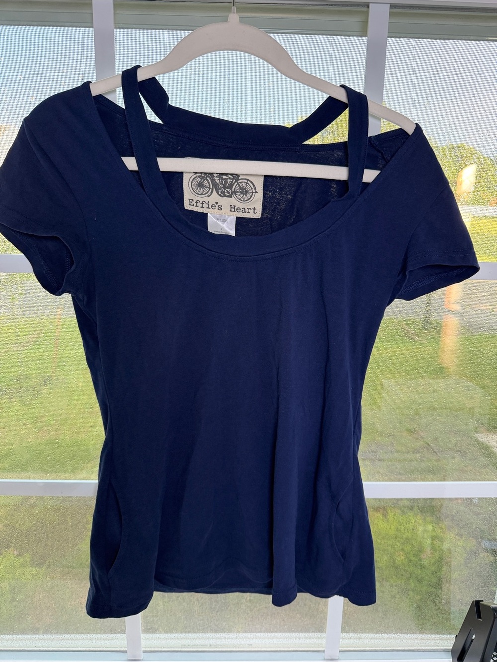 Effie's Heart Navy Short Sleeve Double-Strap Tee